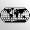 Dekoratif Duvar Metal Tablosu Oval Dünya Haritası